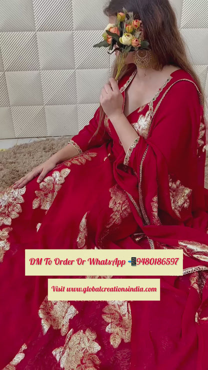 Designer Partywear Georgette Braso Padded Backless Floor Length Anarkali for Karwa Chauth